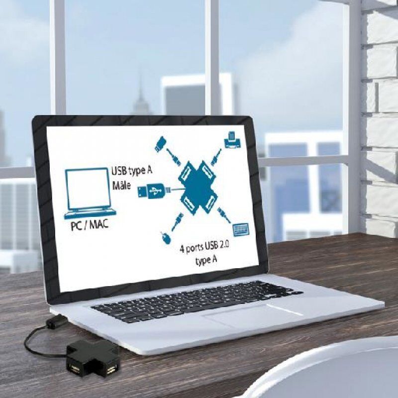 MCL USB2-MX104/N hub & concentrateur USB 2.0 480 Mbit/s Noir