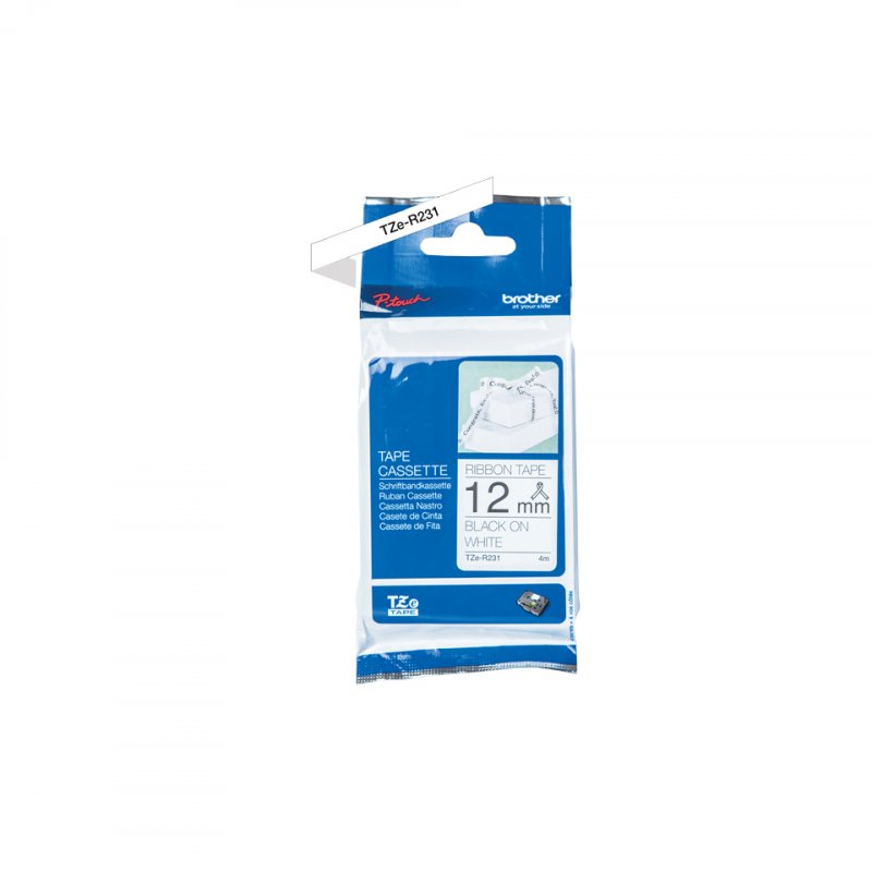 TZER231 LAMINATED TAPE 12MM WHITE BALCK