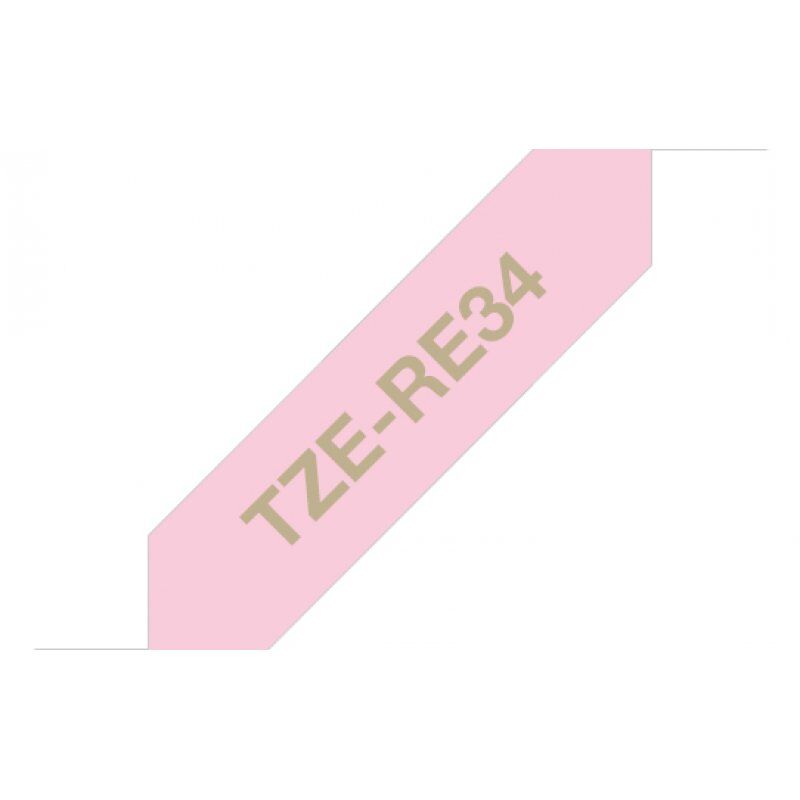 Brother TZE-RE34 label-making tape Gold on Pink