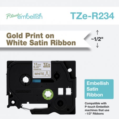 Brother TZE-R234 label-making tape Gold on white