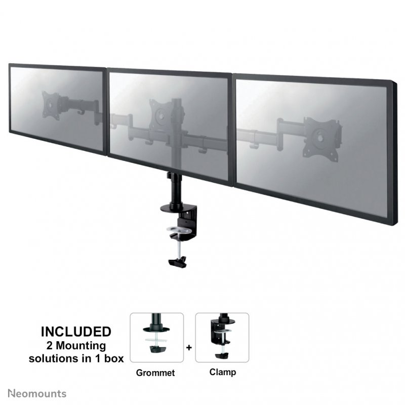 DESK MOUNT TRIPLE 10-27IN CLMP/GROMET VESA75X75TO100X100