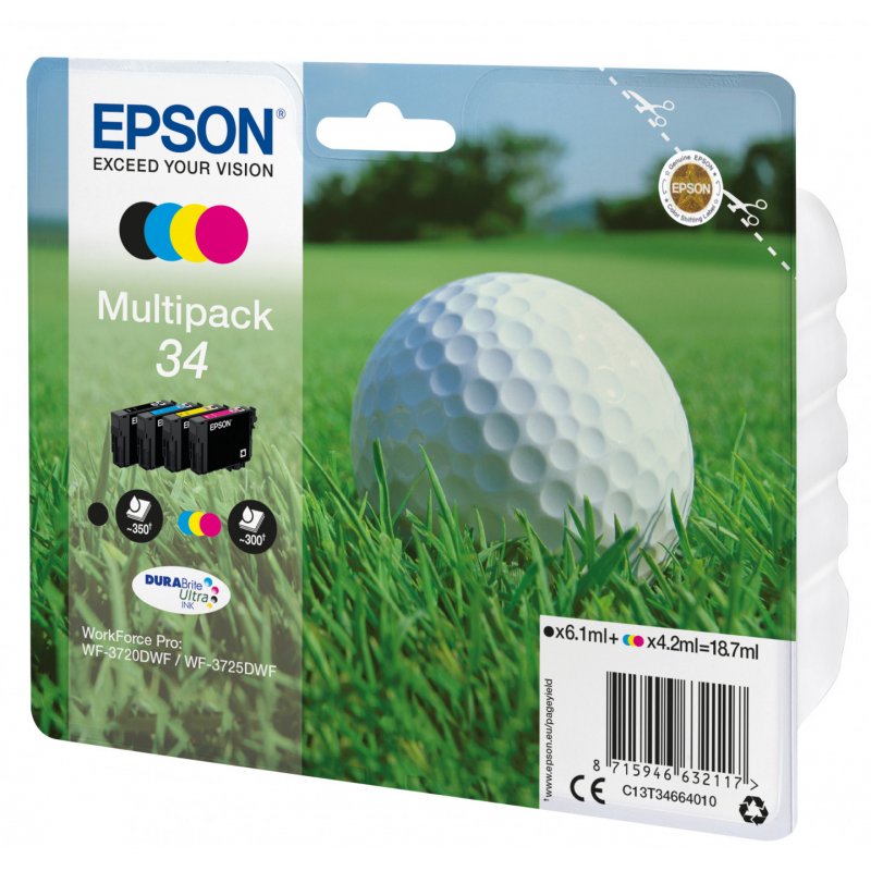 MULTIPACK 4-COLOURS 34 DURABRITE GOLF BALL RF+AM