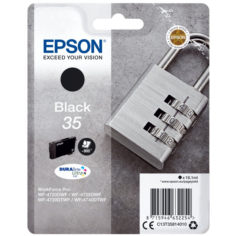 SINGLEPACK BLACK 35 PADLOCK