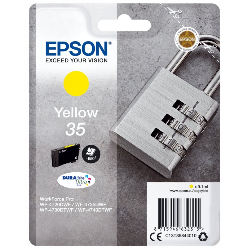 SINGLEPACK YELLOW 35 PADLOCK