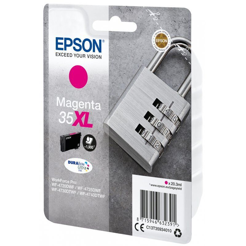 SINGLEPACK MAGENTA 35XL DURABRITE PADLOCK RF+AM