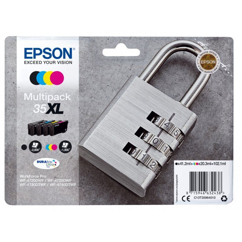 MULTIPACK 4-COLOURS 35XL DURABRITE PADLOCK RF+AM