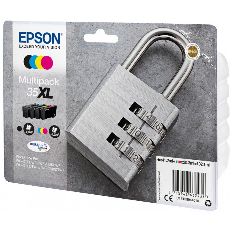 MULTIPACK 4-COLOURS 35XL DURABRITE PADLOCK RF+AM