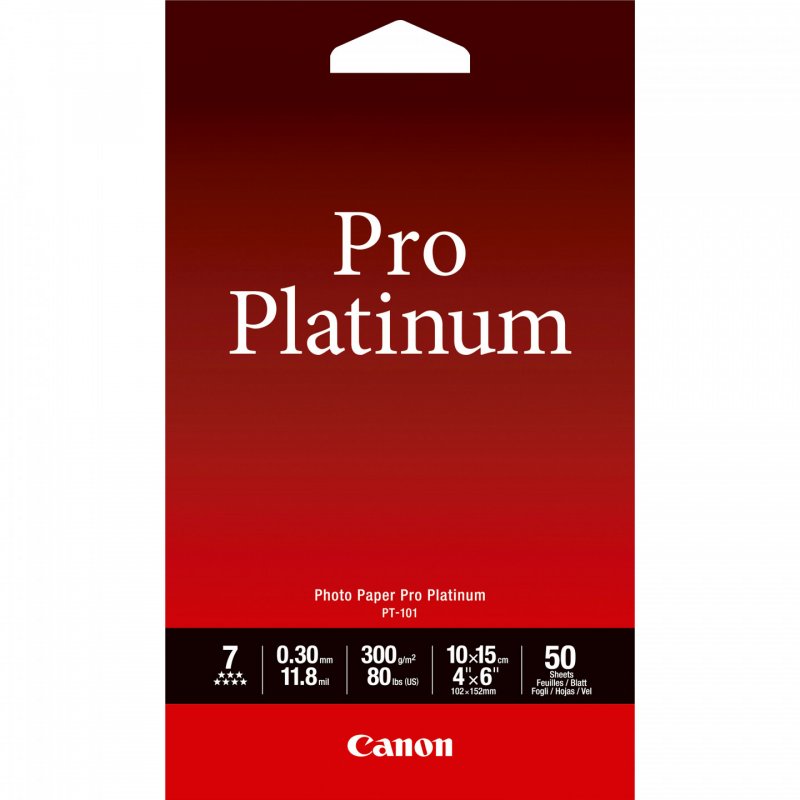 Canon PT-101 Pro Platinum Photo Paper 4x6” - 50 sheets