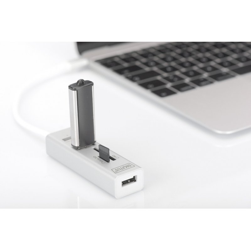 DIGITUS Hub USB-C stéréo OTG 3 ports / lecteur de cartes SD