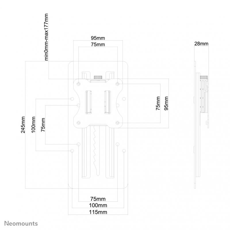 HEIGHT ADJUSTABLE MOUNT TO SUIT ANY VESA75X75 OR 100X100 MOUNT