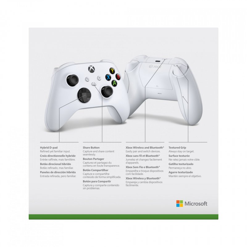 Microsoft Xbox Wireless Controller White Blanc Bluetooth/USB Manette de jeu Analogique/Numérique Xbox Series S, Xbox Se