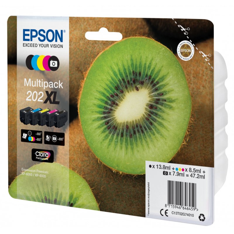 EPSON Cartouche Encre Multipack 202XL - Noir/Couleur (C13T02G74010)