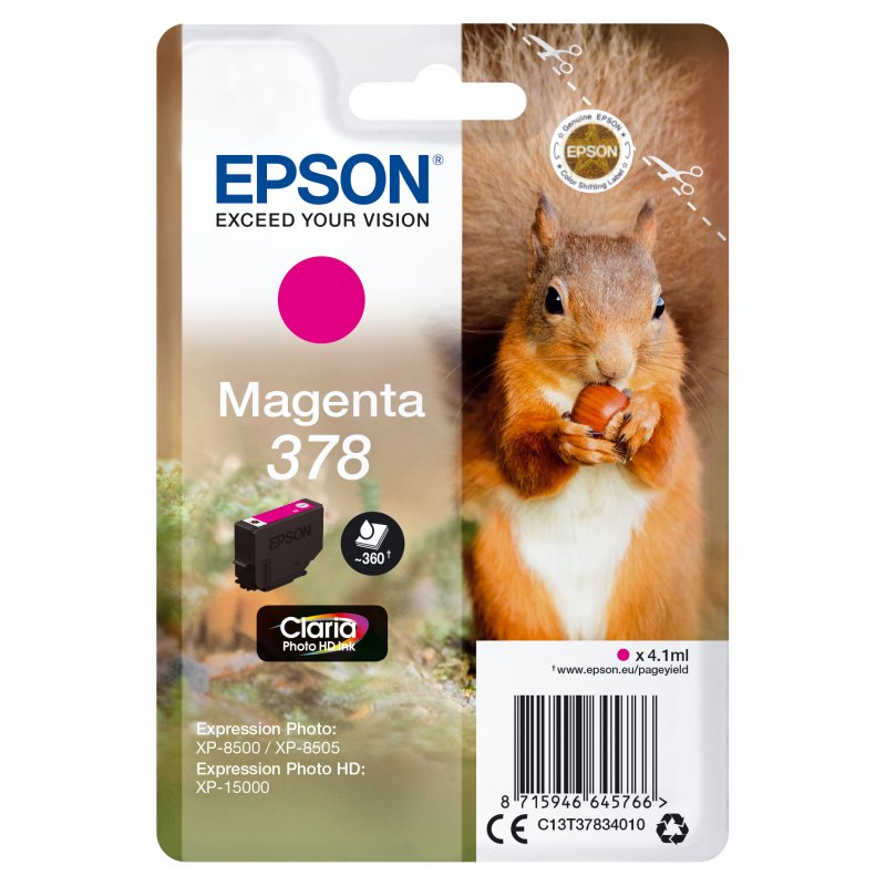 Squirrel Singlepack Magenta 378 Claria Photo HD Ink