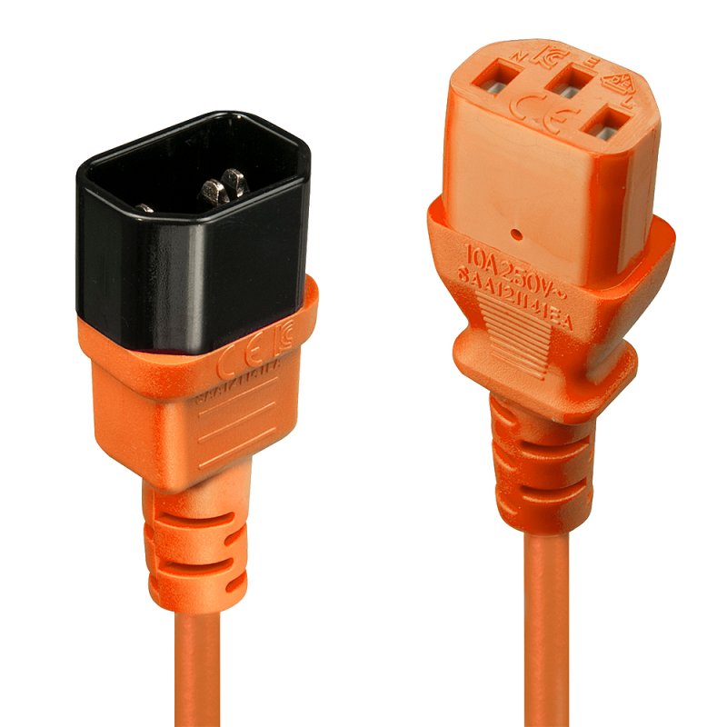 LINDY compatible 2m IEC Extension Lead Orange