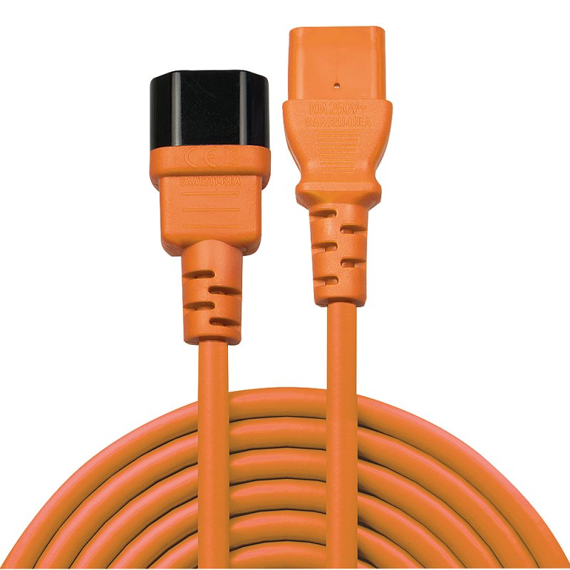 LINDY compatible 2m IEC Extension Lead Orange