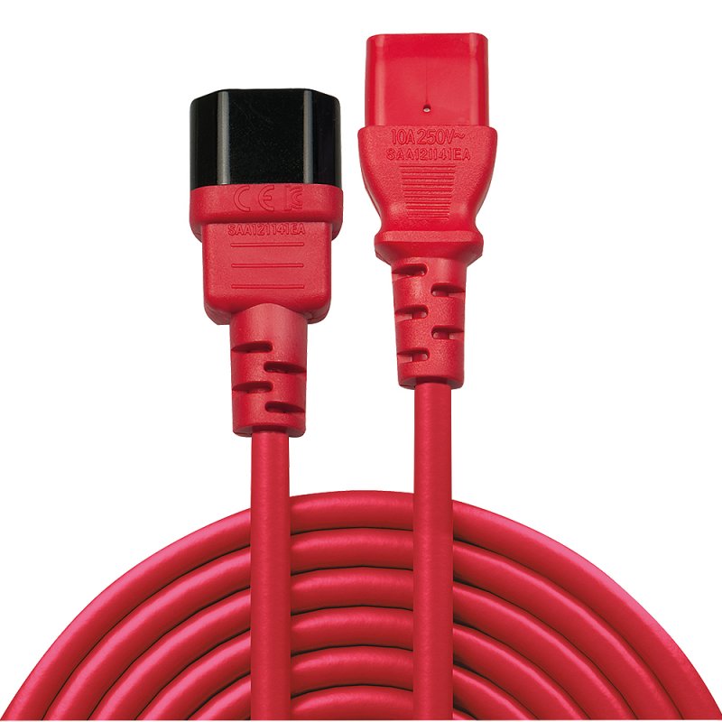 LINDY compatible 1m IEC Extension Lead Red