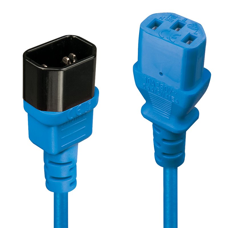LINDY compatible 0.5m IEC Extension Lead Blue