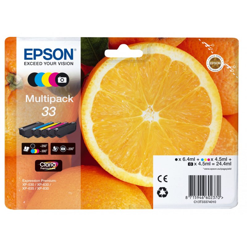 Epson compatible 33 Multipack - 5er-Pack - Schwarz, Gelb, Cyan, Magenta, Photo schwarz - Original - Tintenpatrone