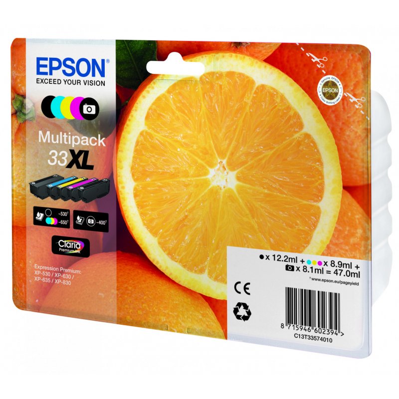 Epson compatible 33XL Multipack - 5er-Pack - XL - Schwarz, Gelb, Cyan, Magenta, Photo schwarz - Original - Tintenpatrone