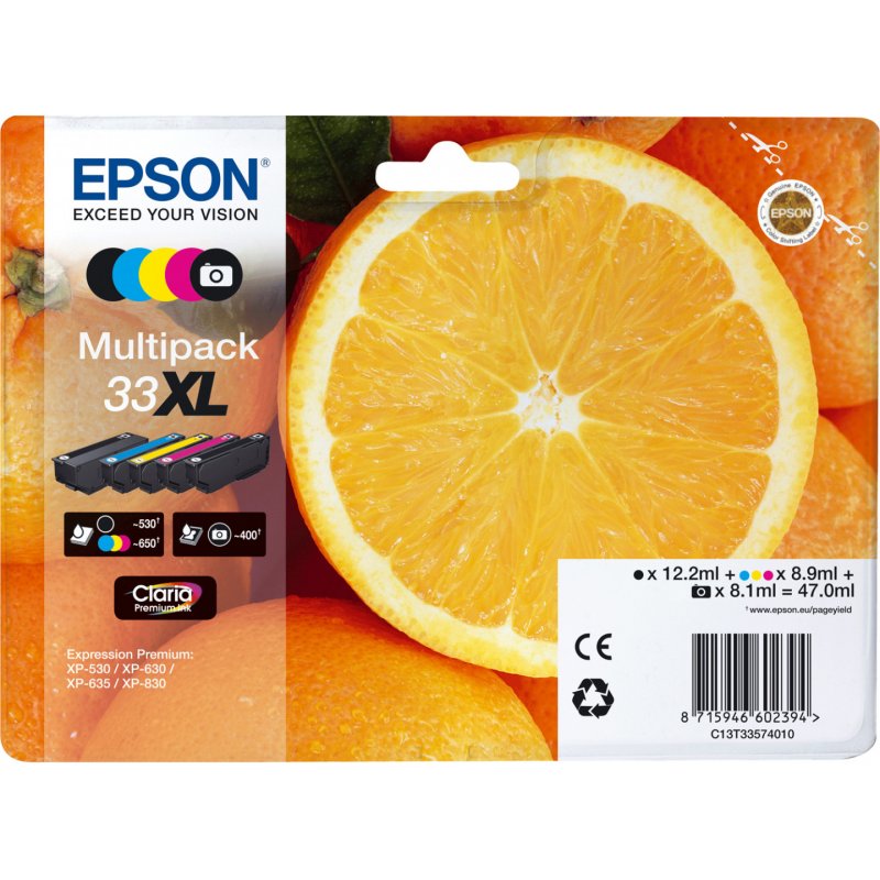 Epson compatible 33XL Multipack - 5er-Pack - XL - Schwarz, Gelb, Cyan, Magenta, Photo schwarz - Original - Tintenpatrone