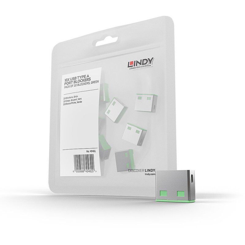 Lindy 40461 bloqueur de port USB Type-A Vert Acrylonitrile-Butadiène-Styrène (ABS) 10 pièce(s)