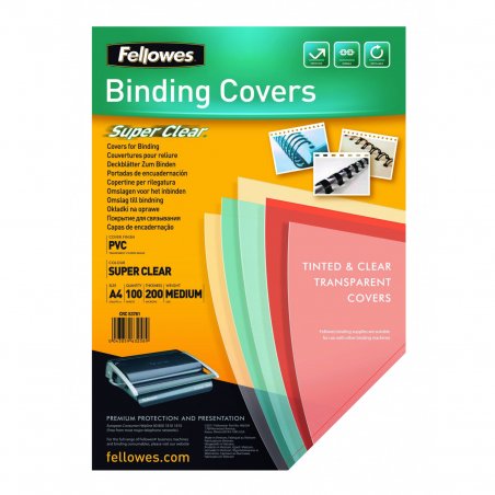 Fellowes compatible Couverture, A4, PVC, 0,15 mm, transparente