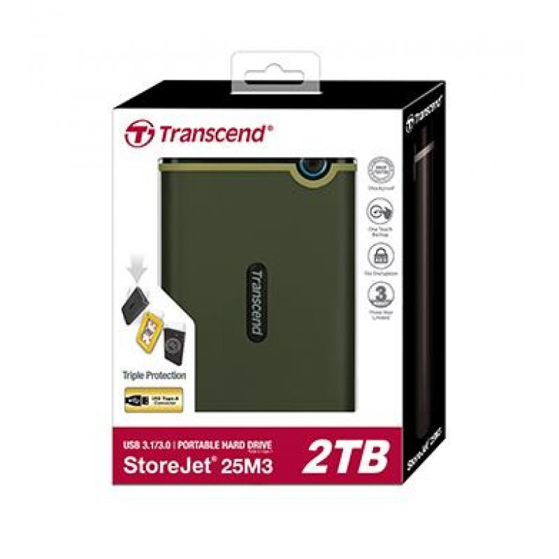 Transcend StoreJet 25M3G disque dur externe 2 To Vert