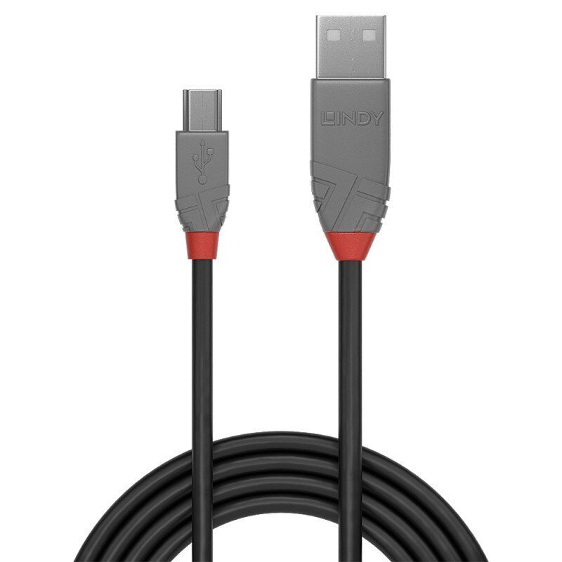 Lindy 0,2m USB 2.0 Type A to Mini-B Cable, Anthra Line