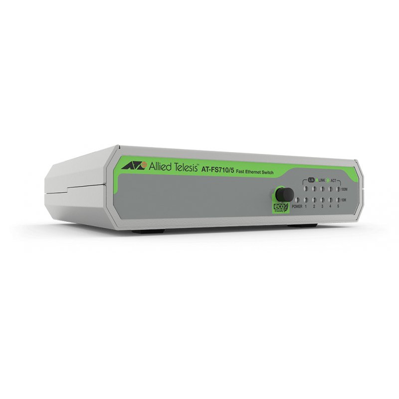 Allied Telesis FS710/5 Unmanaged Fast Ethernet (10/100) Green, Grey