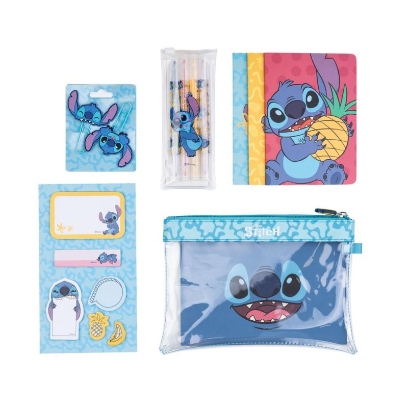 STITCH - Set de Papeterie avec 3 Notebooks A6 - 10pc.