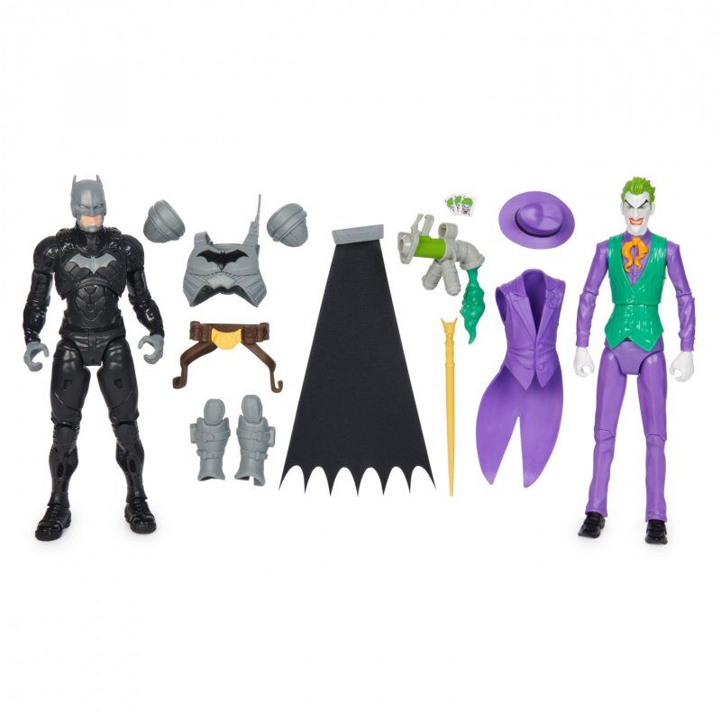 DC Comics , Batman Adventures, Batman vs The Joker Action Figures Set, 2 Figures, 12 Armor Accessories, 12-inch Super He