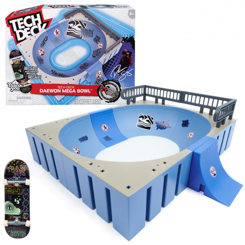 Tech Deck - FINGER SKATE - MEGA BOWL X-CONNECT - Skate Park Rampe 100% Modulable À Construire Et Personnaliser + 1 Fing