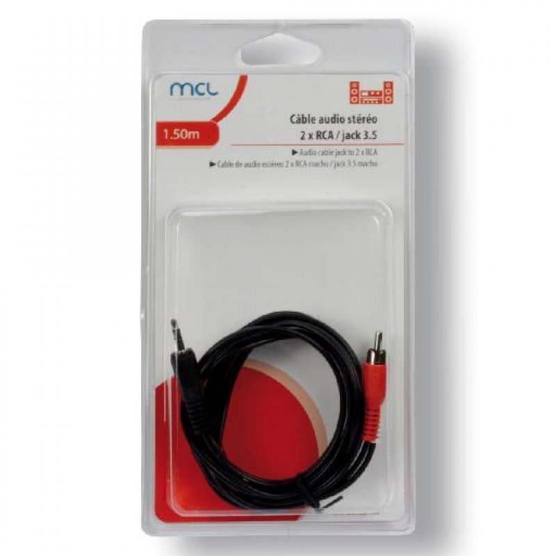 MCL MC720GE-1.5M audio cable 3.5mm 2 x RCA Black
