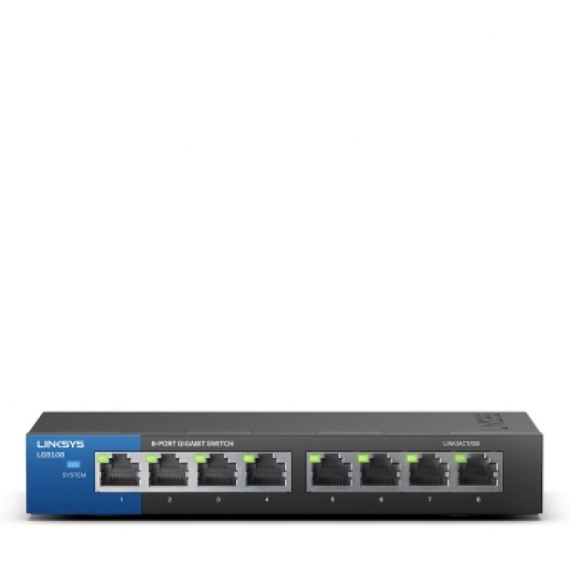 Linksys LGS108 Non-géré Gigabit Ethernet (10/100/1000) Noir, Bleu