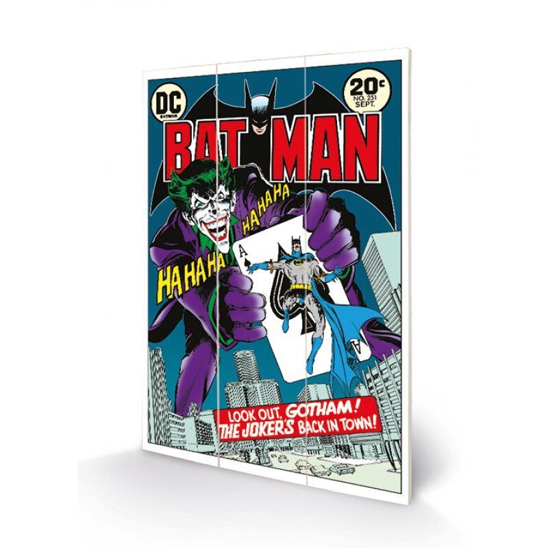 DC COMICS - Batman Joker's Back in Town - Impression sur bois 20x29.5