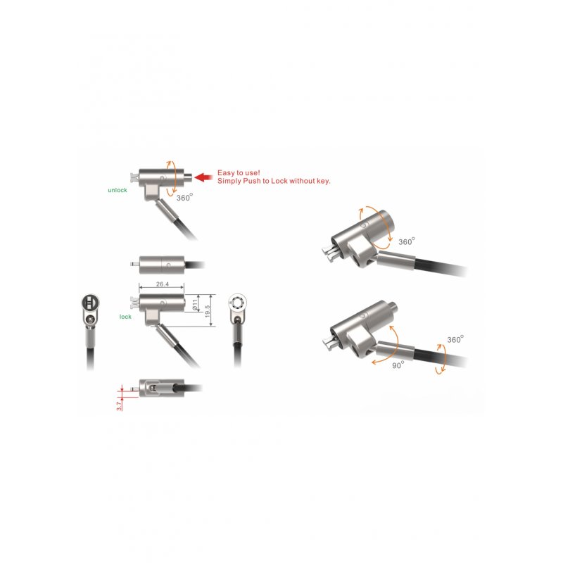 PORT DESIGNS compatible SECURITY CABLE KEYED NANO