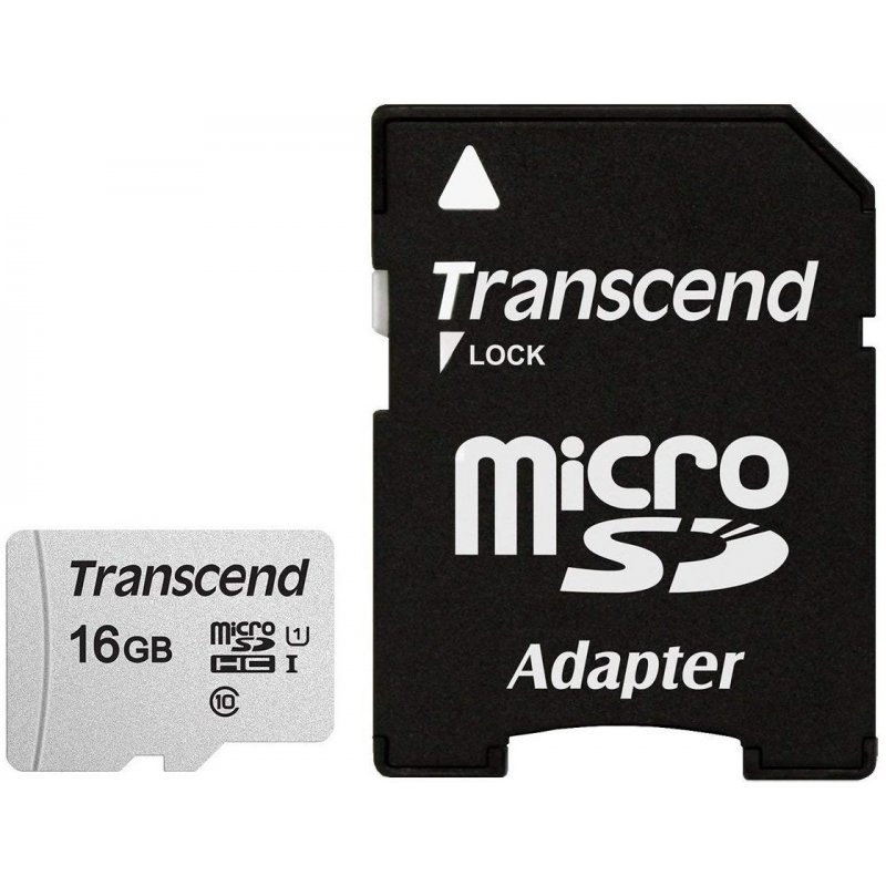 Transcend microSD Card SDHC 300S 16GB with Adapter