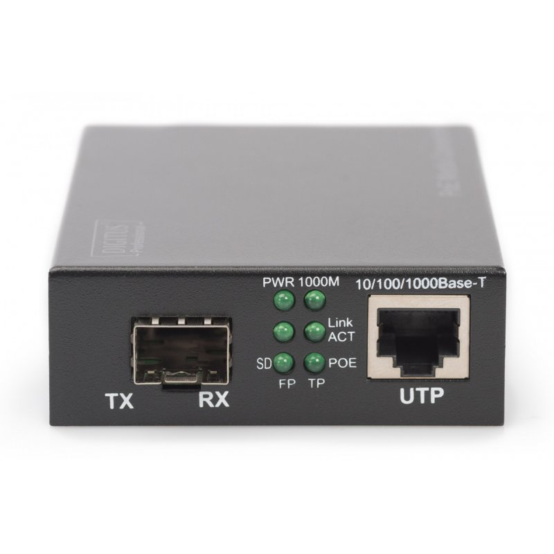 Digitus Gigabit PoE media converter, RJ45 / SFP, PSE