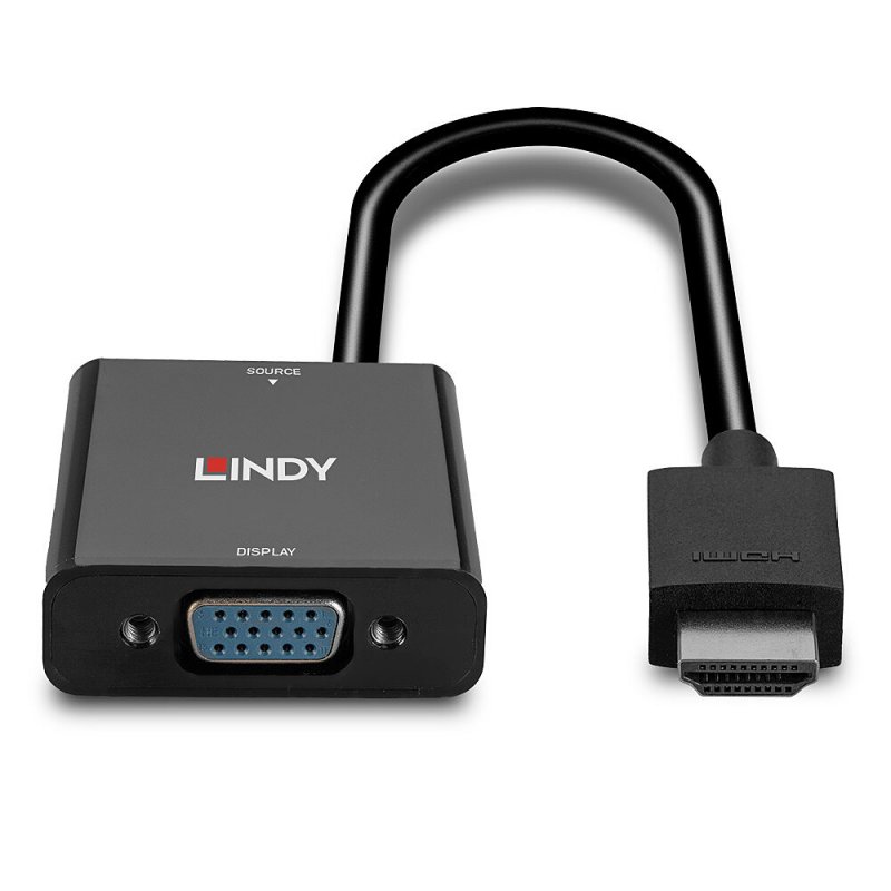 Lindy 38291 câble vidéo et adaptateur 0,1 m HDMI Type A (Standard) VGA (D-Sub) Noir