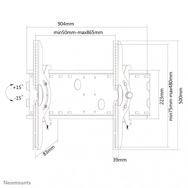 WALL MOUNT 37-85IN TILT BLACK MAX100KG VESA 200X200TO865X480
