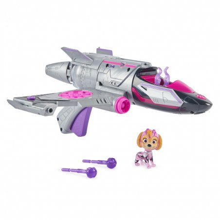PAW Patrol : The Mighty Movie, Transforming Rescue Jet with Skye Mighty Pups Action Figure, Lights and Sounds, Kids Toys