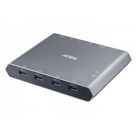 ATEN Commutateur KVM à 2 ports 4K DisplayPort USB-C avec passage d'alimentation