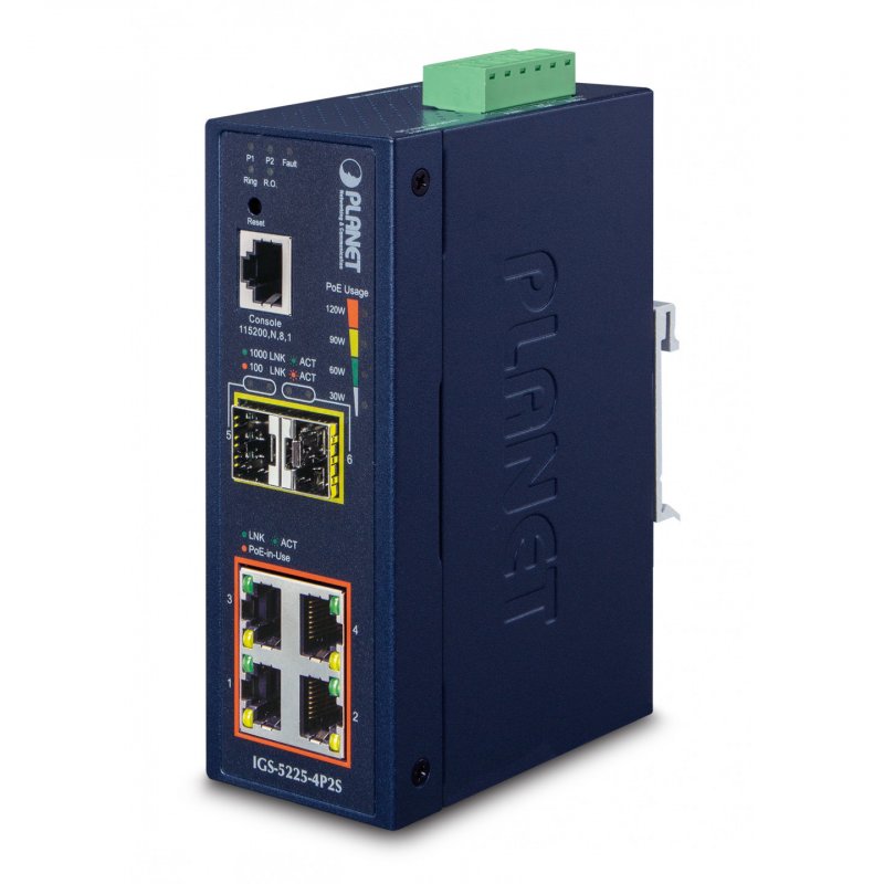 PLANET IGS-5225-4P2S network switch Managed L2+ Gigabit Ethernet (10/100/1000) Power over Ethernet (PoE) Blue