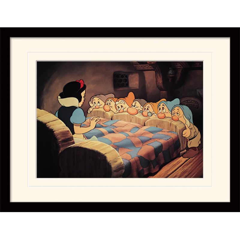 DISNEY - Mounted & Framed 30X40 Print - Snow White Bed
