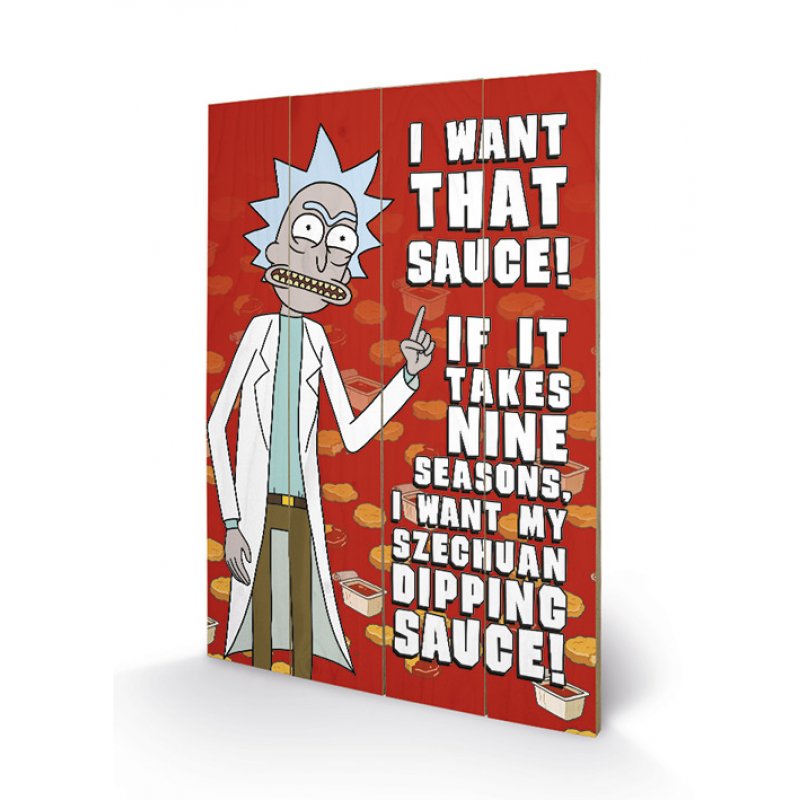 RICK & MORTY - Szechuan Sauce - Impression sur bois 40x59cm