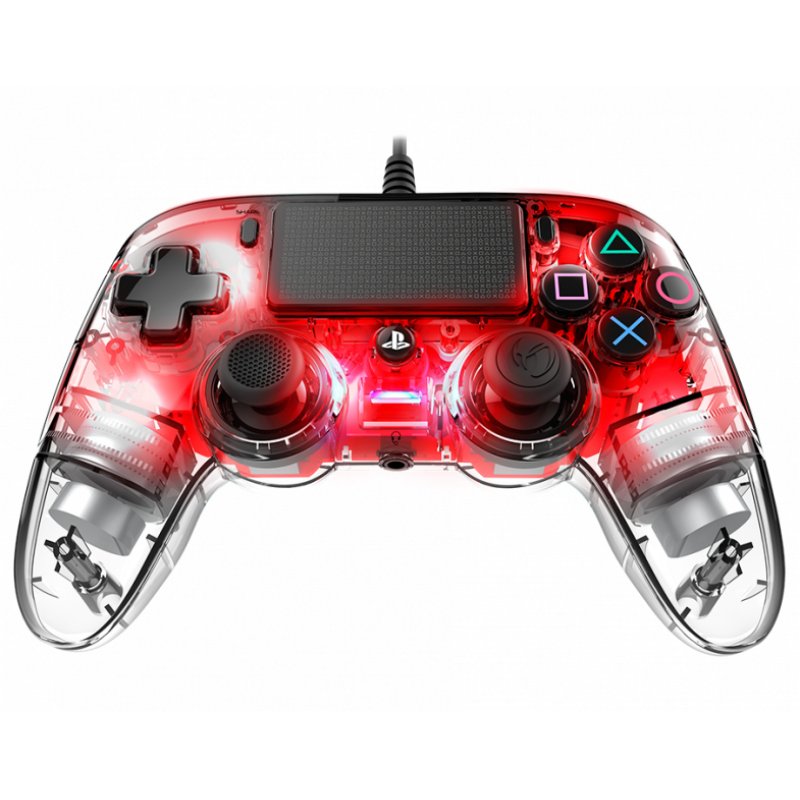 NACON PS4OFCPADCLRED Gaming Controller Red, Transparent USB Gamepad Analogue / Digital PC, PlayStation 4