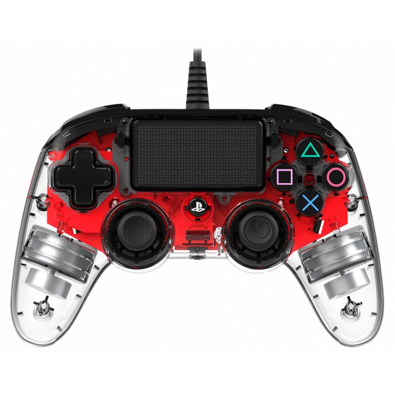 NACON PS4OFCPADCLRED Gaming Controller Red, Transparent USB Gamepad Analogue / Digital PC, PlayStation 4