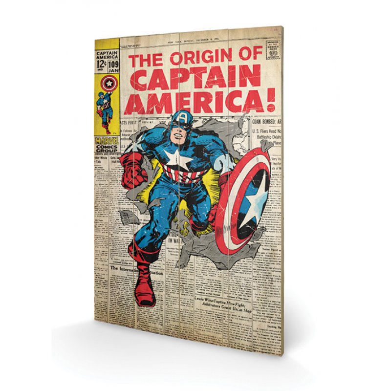 MARVEL - Captain America Origin - Impression sur bois 40x59cm