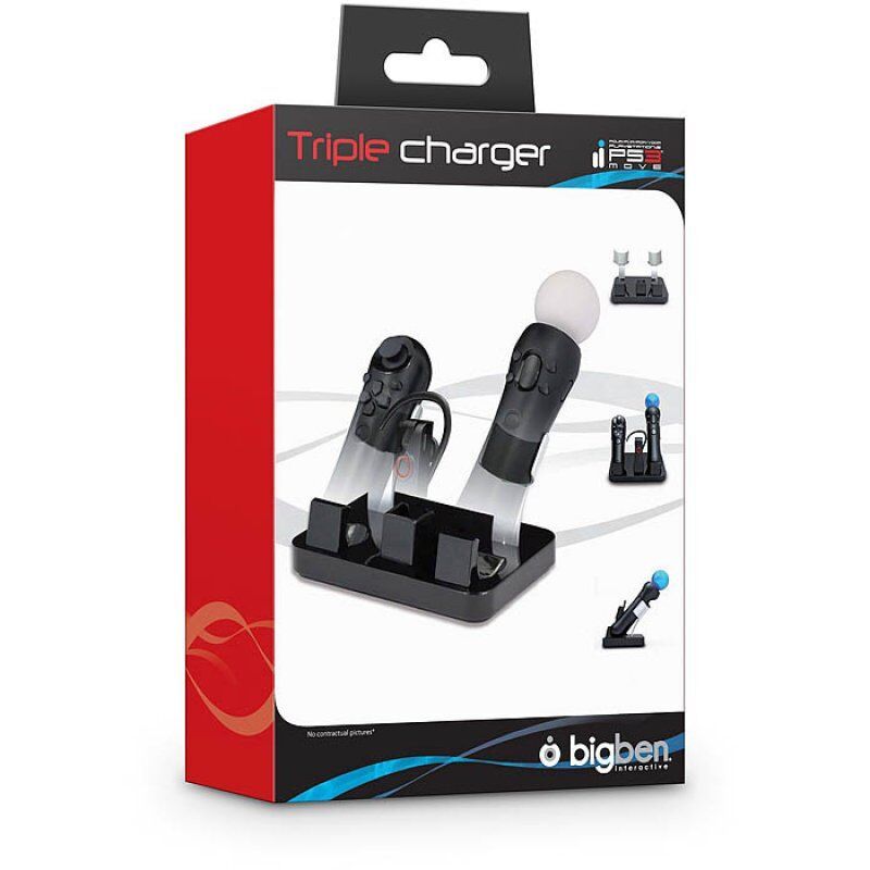 Bigben Interactive Move Tri-Charger, PS3 Manettes de jeu Noir Secteur Intérieure