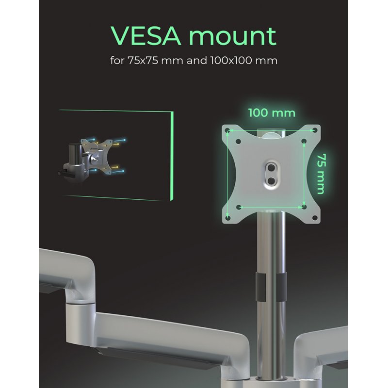 ICY BOX IB-MS505-TI 81.3 cm (32") Black, Silver Desk